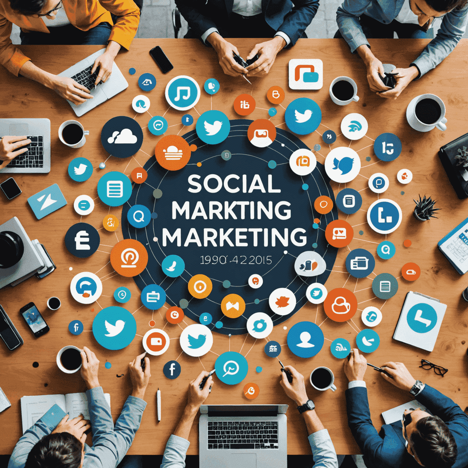 A dynamic collage showcasing various digital marketing channels including social media platforms, content marketing, and data analytics visualizations, symbolizing the cutting-edge trends in the marketing industry